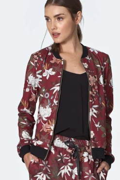 Sale Jeienna kurtka boberka - bordowa-kwiaty Odzież Casualowa|Bluzy