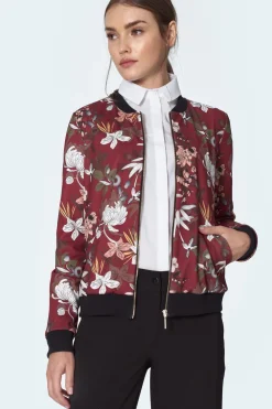 Sale Jeienna kurtka boberka - bordowa-kwiaty Odzież Casualowa|Bluzy
