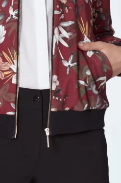 Sale Jeienna kurtka boberka - bordowa-kwiaty Odzież Casualowa|Bluzy