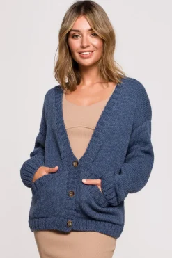 Discount Kardigan na guziki z zerokii kiezeniai - niebieki Swetry