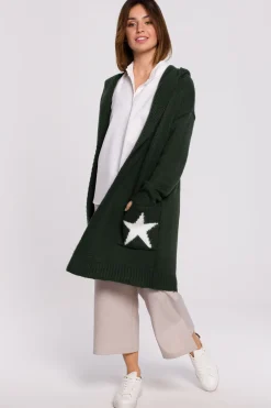 Outlet Kardigan z otywe gwiazdy - khaki Swetry