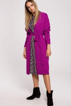 Discount Kardigan z paskiem - fioletowy Swetry