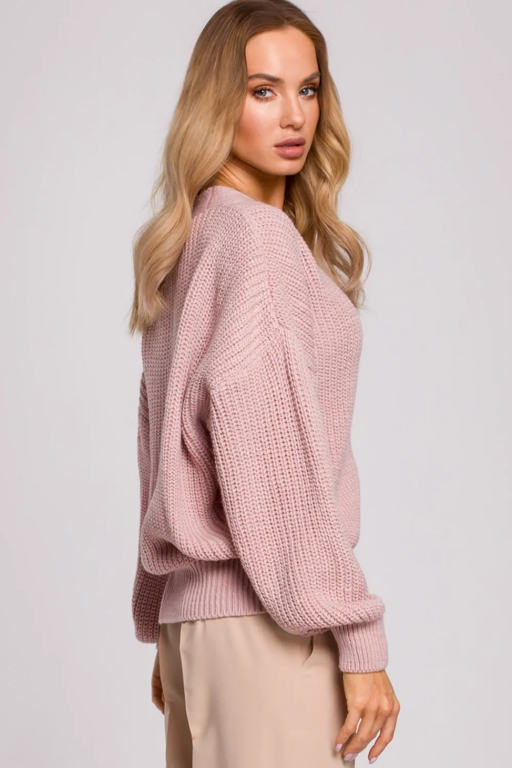 Clearance Kardigan z wiązaniem - pudrowy Swetry
