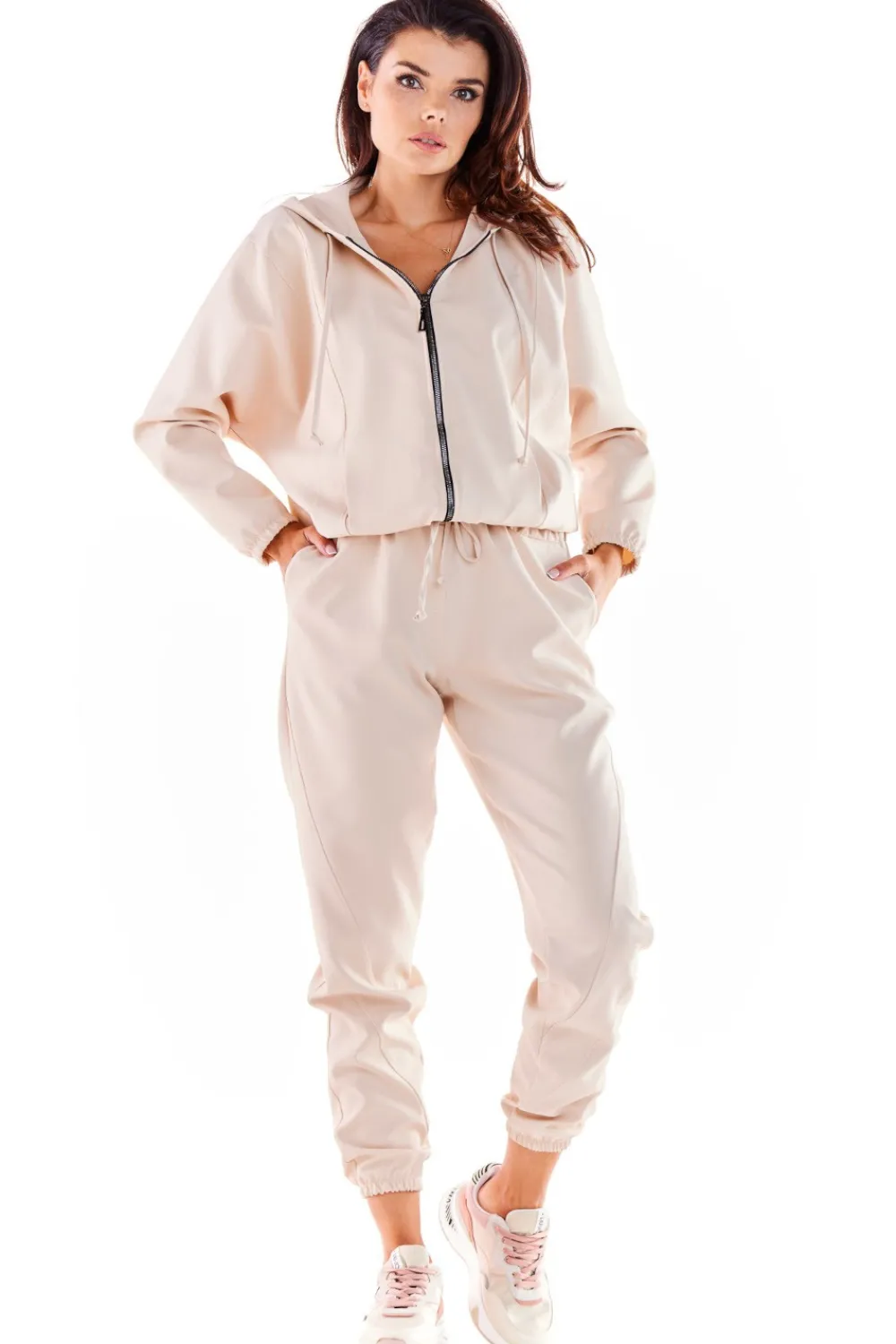 Outlet Kayczna buza daka z kapture - beżowa Odzież Casualowa|Bluzy