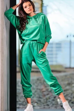 Discount Kayczna buza z kapture z weuru - zieona Odzież Casualowa|Bluzy