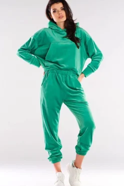 Discount Kayczna buza z kapture z weuru - zieona Odzież Casualowa|Bluzy