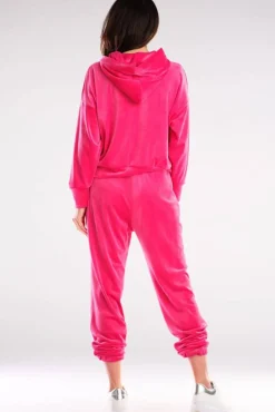 New Kayczna buza z kapture z weuru - różowa Odzież Casualowa|Bluzy