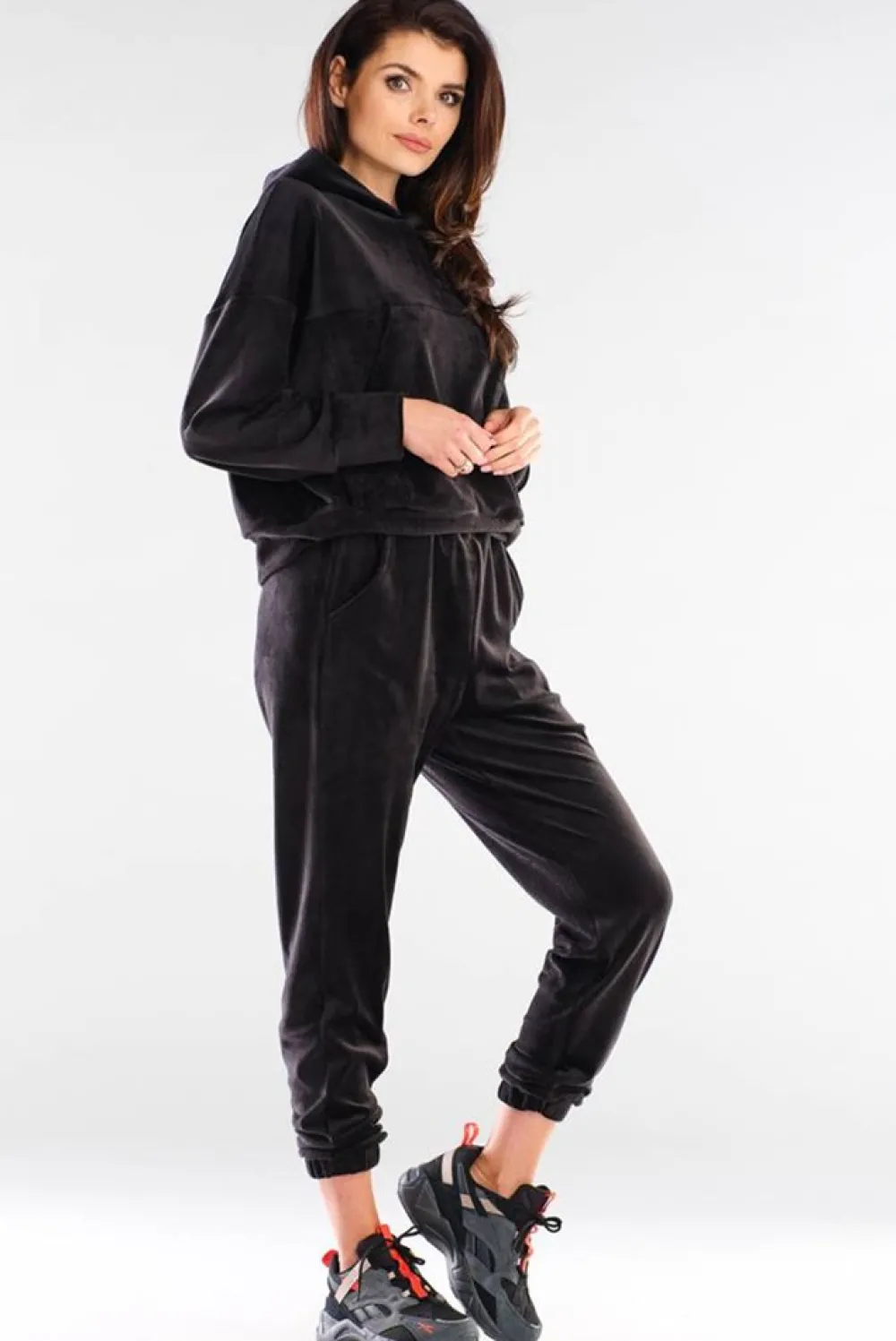 Hot Kayczna buza z kapture z weuru - czarna Odzież Casualowa|Bluzy