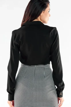 Discount Kayczna kozua z kołnierzykie - czarna Koszule