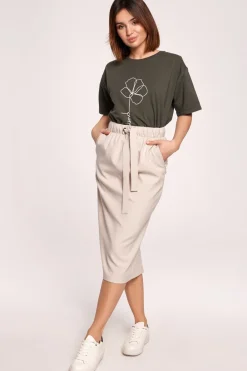Hot Kayczny t-hirt z nadrukie - iitarno-zieony Odzież Casualowa|Bluzki