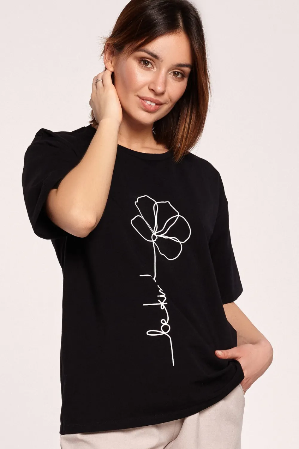 Clearance Kayczny t-hirt z nadrukie - czarny Odzież Casualowa|Bluzki