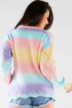 Best Kolorowy sweter z dekoltem V Swetry