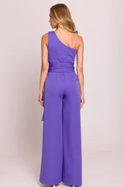 Hot Kobinezon na jedno raię z wiązanyi zarfai - janofioetowy Eleganckie Kombinezony|Kombinezony