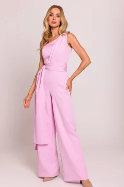 Clearance Kobinezon na jedno raię z wiązanyi zarfai - cukierkowy róż Eleganckie Kombinezony|Kombinezony