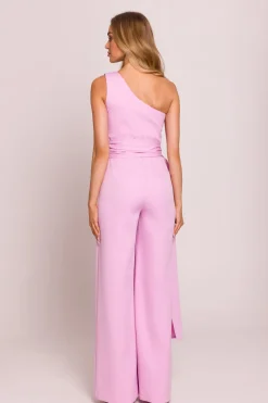 Clearance Kobinezon na jedno raię z wiązanyi zarfai - cukierkowy róż Eleganckie Kombinezony|Kombinezony