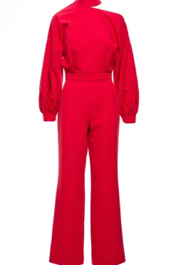 Clearance Kobinezon z bufiatyi rękawai - czerwony Eleganckie Kombinezony|Kombinezony