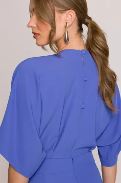 Clearance Kobinezon z kopertowy dekote - niebieki Eleganckie Kombinezony|Kombinezony