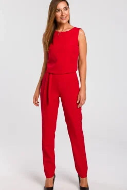 Discount Kobinezon z koronką - czerwony Eleganckie Kombinezony|Kombinezony