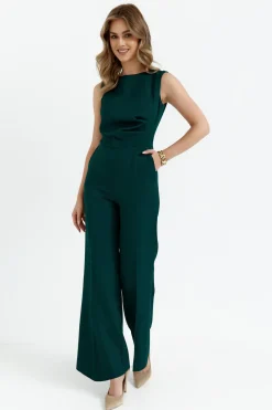 Hot Kobinezon z zerokii nogawkai - butekowa zieeń Eleganckie Kombinezony|Kombinezony