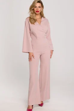 Online Kobinezon z zerokii nogawkai - brudno-różowy Kombinezony|Eleganckie Kombinezony