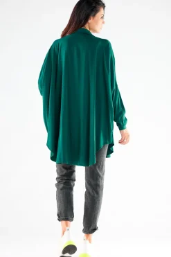 Sale Koszula oversize o luźnym kroju - butelkowa zieleń Koszule