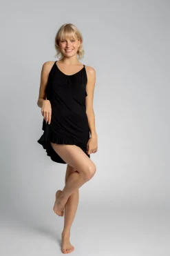 Hot Koszulka nocna na ramiączkach - czarna Koszule Nocne
