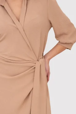 New Kozuowa ukienka z wiązanie - beżowa Sukienki Koktajlowe|Sukienki