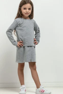Clearance Krótka bluza dresowa dla dziewczynki - jasnoszara Dzieci Odzież Dziecięca|Dobry Skład