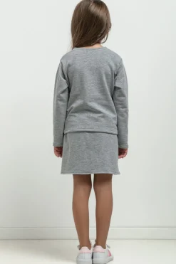 Clearance Krótka bluza dresowa dla dziewczynki - jasnoszara Dzieci Odzież Dziecięca|Dobry Skład