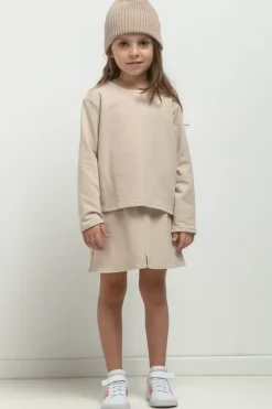 Best Krótka bluza dresowa dla dziewczynki - jasnobeżowa Dzieci Odzież Dziecięca|Dobry Skład
