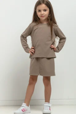 Clearance Krótka bluza dresowa dla dziewczynki - cappuccino Dzieci Odzież Dziecięca|Dobry Skład