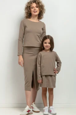 Clearance Krótka bluza dresowa dla dziewczynki - cappuccino Dzieci Odzież Dziecięca|Dobry Skład