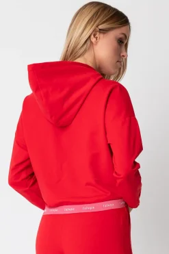 Hot Krótka buza z ogowaną guą - czerwona Odzież Casualowa|Bluzy
