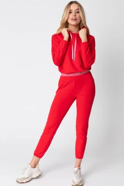 Hot Krótka buza z ogowaną guą - czerwona Odzież Casualowa|Bluzy