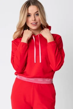 Hot Krótka buza z ogowaną guą - czerwona Odzież Casualowa|Bluzy