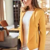 Discount Krótki niezapinany żakiet z podszewką - żółty Do Pracy|Marynarki