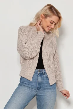 New Krótki sweter bez zapięcia - beżowy Swetry