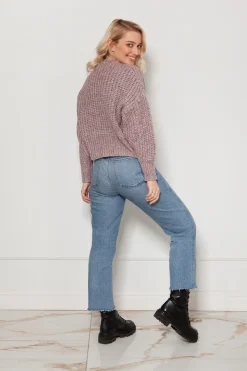Hot Krótki sweter bez zapięcia - różowy Swetry