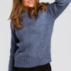 Sale Krótki sweter o luźnym splocie - niebieski Swetry