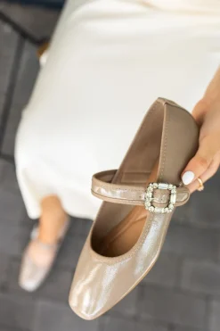 Sale Lakierowane baleriny - beżowe Baleriny|Buty
