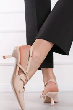 Discount Lakierowane czółenka slingback Lorraine - beżowe Czółenka|Buty