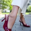 Best Lakierowane czółenka slingback Zola - bordowe Czółenka|Buty