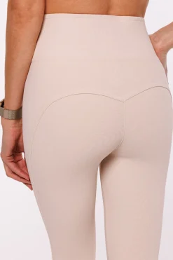 Clearance egginy prążkowane puhup z wyoki tane - janobeżowe Legginsy|Odzież Casualowa