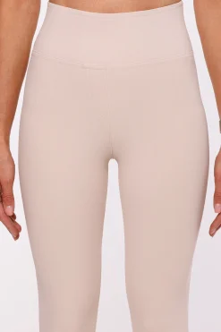 Clearance egginy prążkowane puhup z wyoki tane - janobeżowe Legginsy|Odzież Casualowa