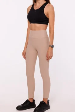 egginy prążkowane puhup z wyoki tane - cienobeżowe Legginsy|Odzież Casualowa
