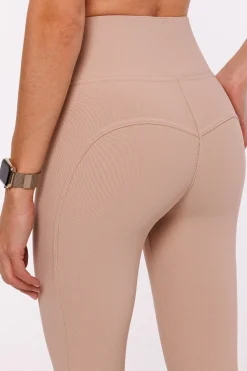 egginy prążkowane puhup z wyoki tane - cienobeżowe Legginsy|Odzież Casualowa