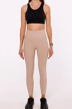 egginy prążkowane puhup z wyoki tane - cienobeżowe Legginsy|Odzież Casualowa