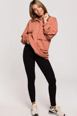 Best egginy z dzianiny prążkowanej - czarne Legginsy|Odzież Casualowa