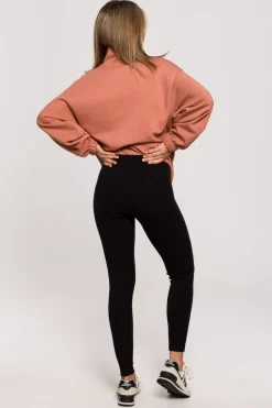 Best egginy z dzianiny prążkowanej - czarne Legginsy|Odzież Casualowa