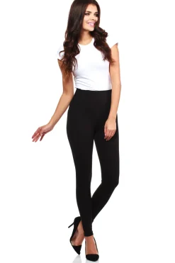 Sale egginy z wyoką guą i zaeczkai - czarne Legginsy